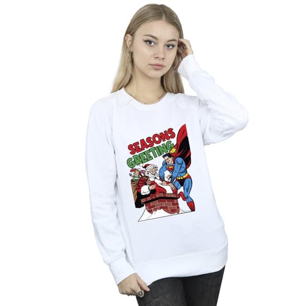 DC Comics Womens/Ladies Superman Santa Comic Sweatshirt