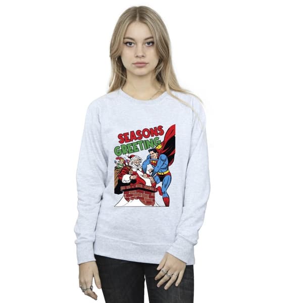 DC Comics Womens/Ladies Superman Santa Comic Sweatshirt
