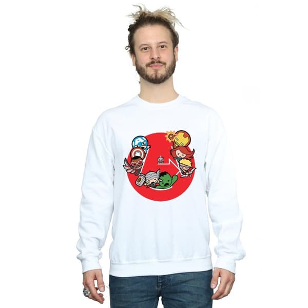 Marvel Mens Kawaii Avengers Ready Steady War Sweatshirt