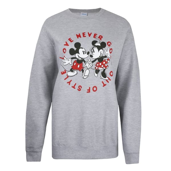 Disney Womens/Ladies Love Never Goes Out Of Style Crew Neck Sweatshirt Heather Grey S