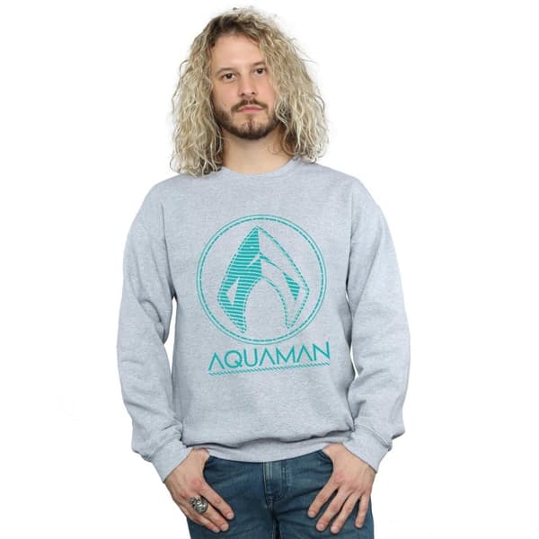 DC Comics Mens Aquaman Aqua Logo Sweatshirt