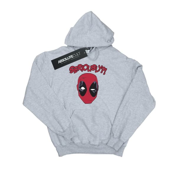 Marvel Mens Deadpool Seriously Hoodie Sports Grey M