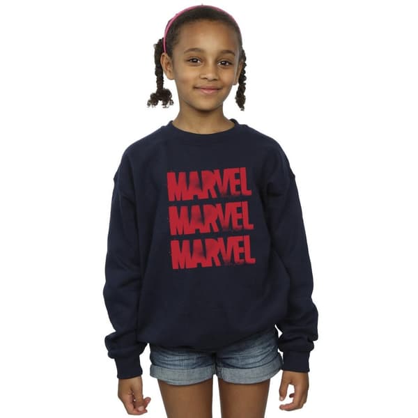 Marvel Girls Red Spray Logos Sweatshirt