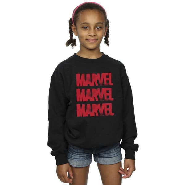 Marvel Girls Red Spray Logos Sweatshirt