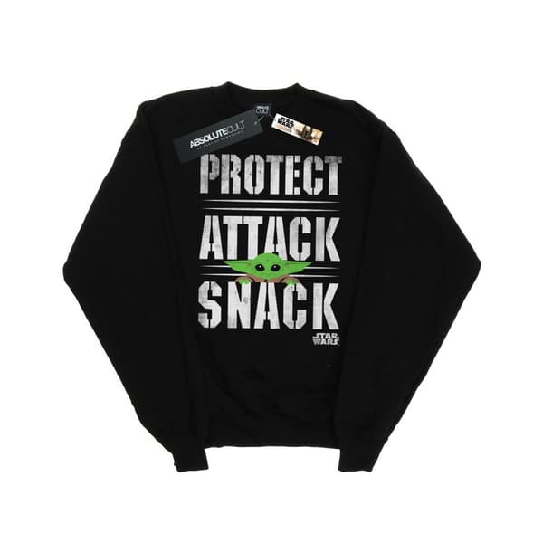 Star Wars Mens The Mandalorian Protect Attack Snack Sweatshirt Black XL