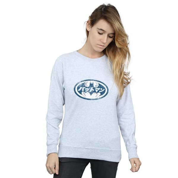 DC Comics Womens/Ladies Batman Japanese Logo White Sweatshirt