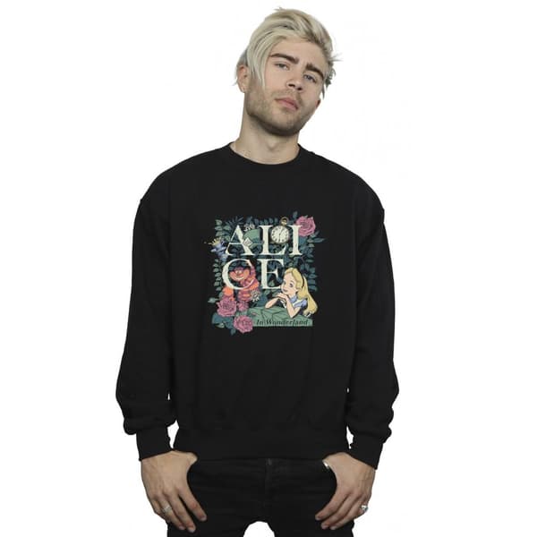 Disney Mens Alice In Wonderland Leafy Garden Sweatshirt