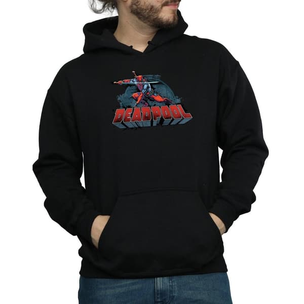 Marvel Mens Deadpool Sword Logo Hoodie