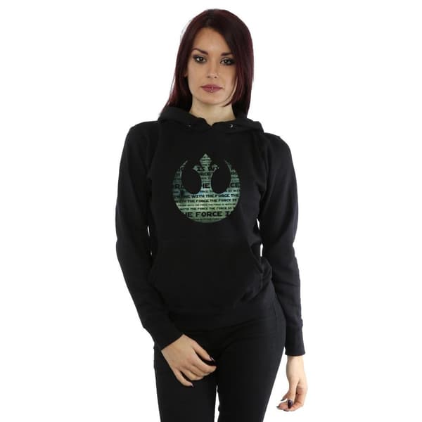 Star Wars Womens/Ladies Rogue One I´m One With The Force Alliance Emblem Green Hoodie