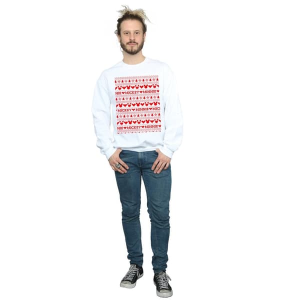 Disney Mens Mickey And Minnie Christmas Fair Isle Sweatshirt