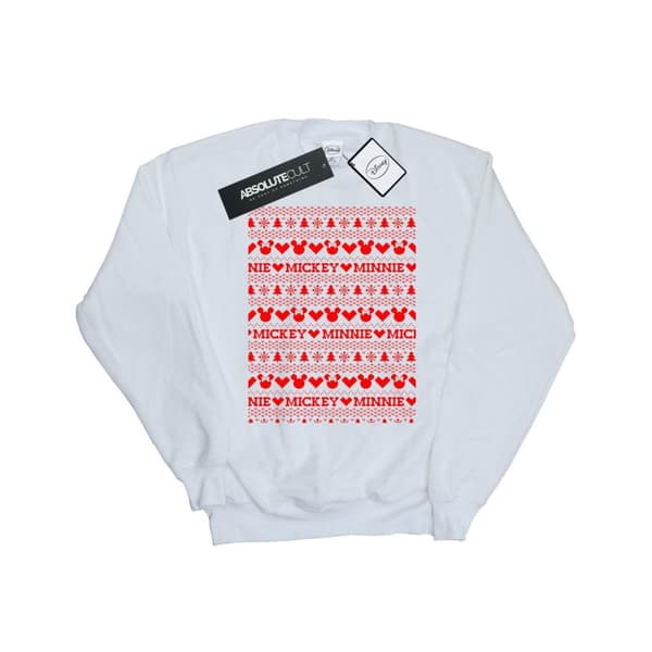 Disney Mens Mickey And Minnie Christmas Fair Isle Sweatshirt