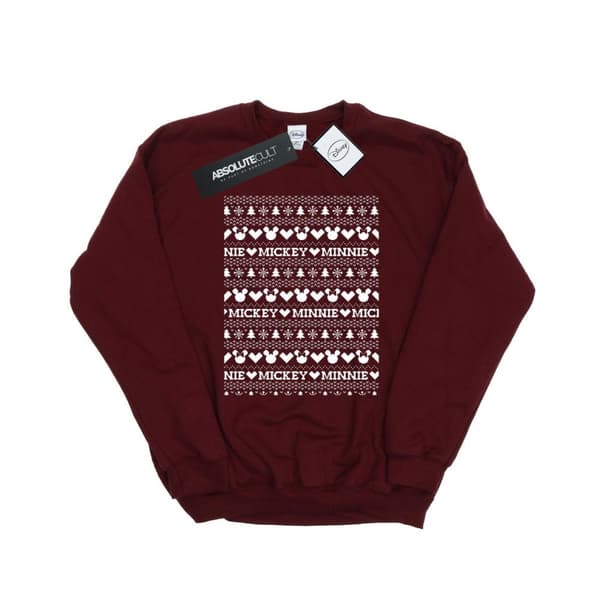 Disney Mens Mickey And Minnie Christmas Fair Isle Sweatshirt