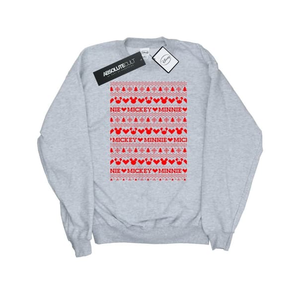 Disney Mens Mickey And Minnie Christmas Fair Isle Sweatshirt