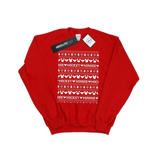 Disney Mens Mickey And Minnie Christmas Fair Isle Sweatshirt
