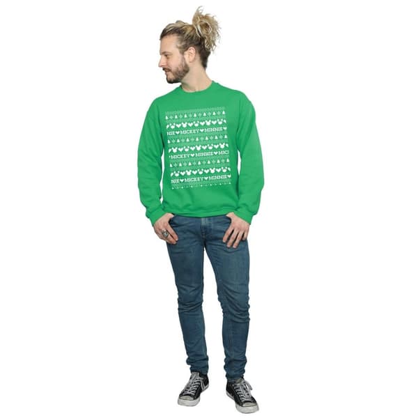 Disney Mens Mickey And Minnie Christmas Fair Isle Sweatshirt