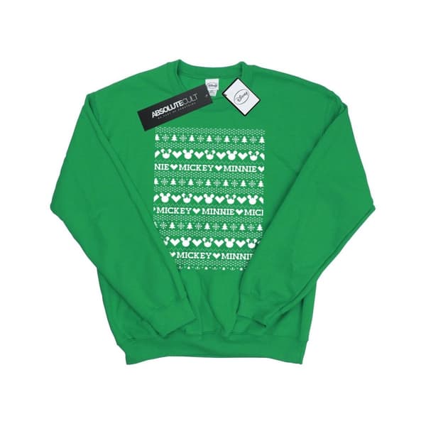 Disney Mens Mickey And Minnie Christmas Fair Isle Sweatshirt