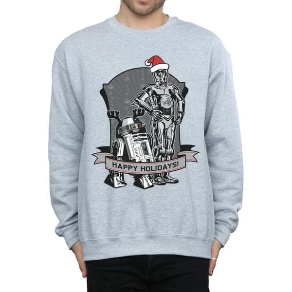 Star Wars Mens C-3PO And R2-D2 Christmas Holidays Sweatshirt