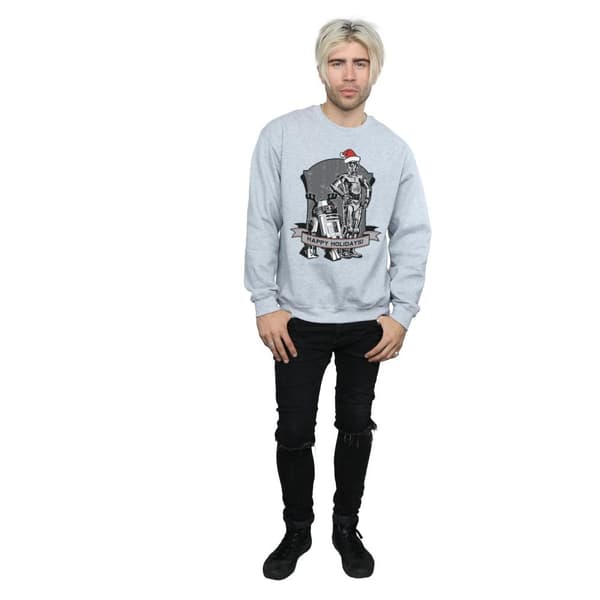 Star Wars Mens C-3PO And R2-D2 Christmas Holidays Sweatshirt