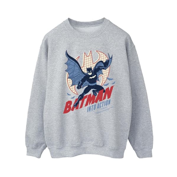 DC Comics Womens/Ladies Batman Into Action Sweatshirt Sports Grey L
