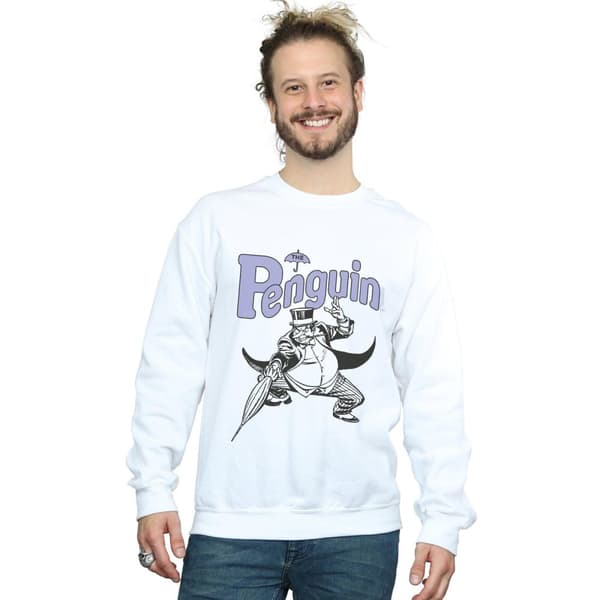 DC Comics Mens Penguin Mono Action Pose Sweatshirt