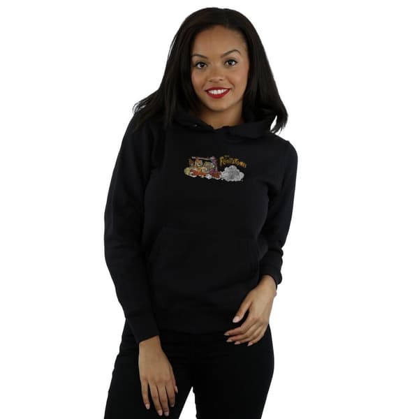 The Flintstones Womens/Ladies Family Car Distressed Hoodie