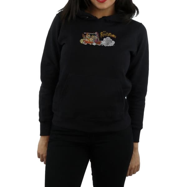 The Flintstones Womens/Ladies Family Car Distressed Hoodie