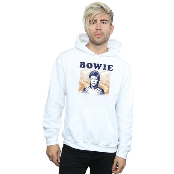 David Bowie Mens Orange Stripes Hoodie