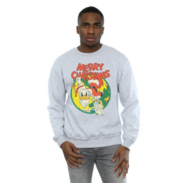Disney Mens Donald Duck Merry Christmas Sweatshirt