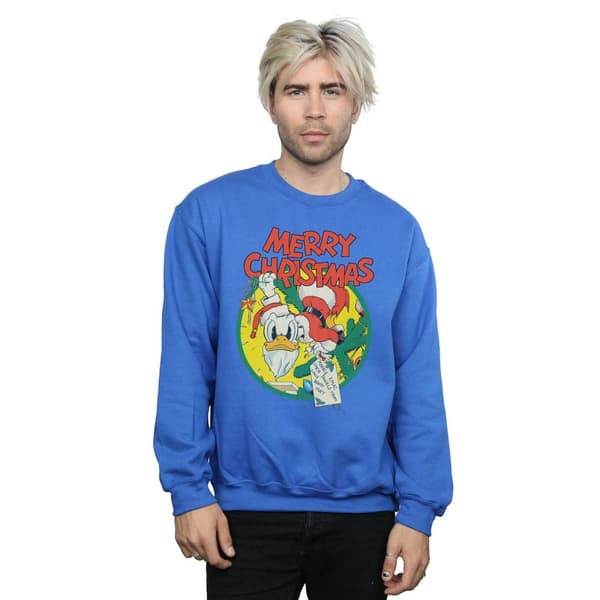 Disney Mens Donald Duck Merry Christmas Sweatshirt