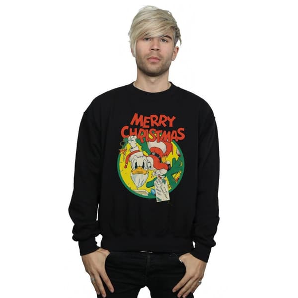 Disney Mens Donald Duck Merry Christmas Sweatshirt