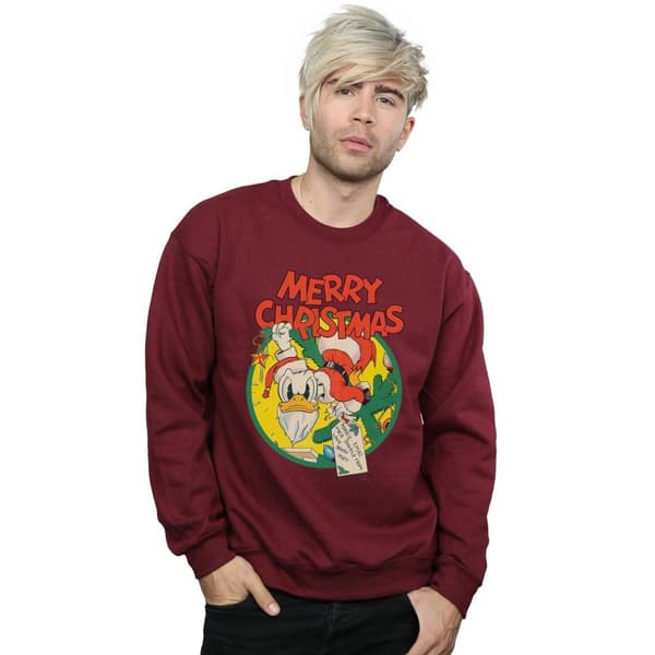 Disney Mens Donald Duck Merry Christmas Sweatshirt