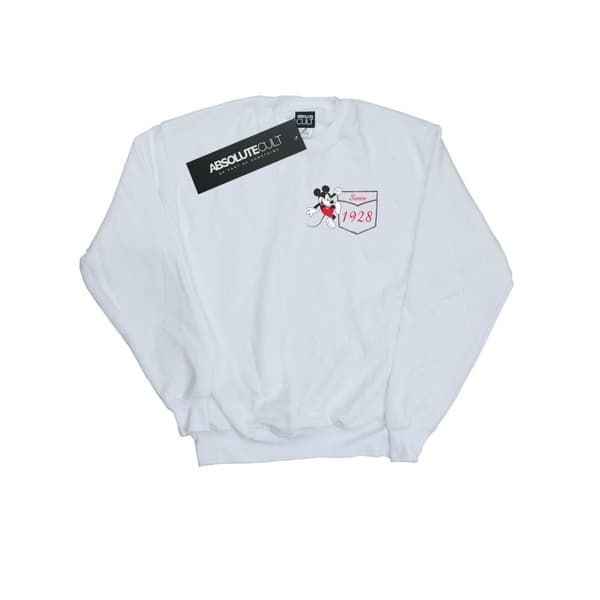 Disney Mens Mickey Mouse Faux Pocket Since 1928 Sweatshirt White L