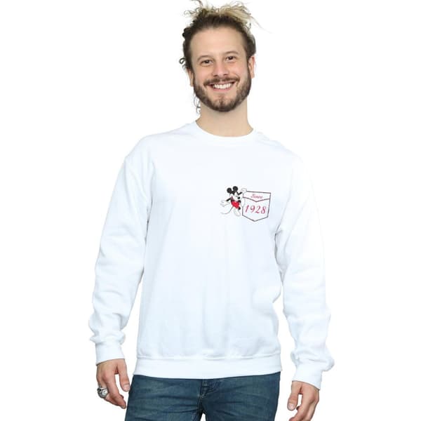 Disney Mens Mickey Mouse Faux Pocket Since 1928 Sweatshirt