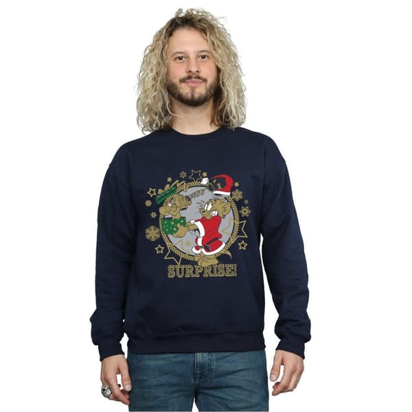 Tom And Jerry Mens Christmas Surprise Sweatshirt
