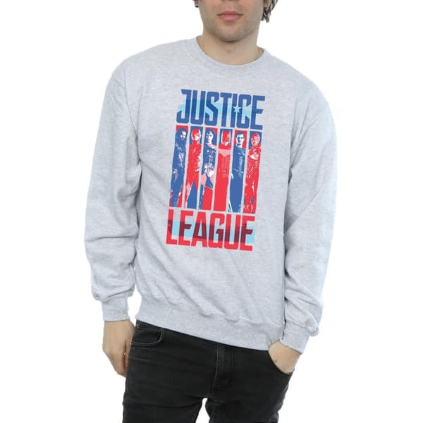 DC Comics Mens Justice League Movie Team Flag Sweatshirt