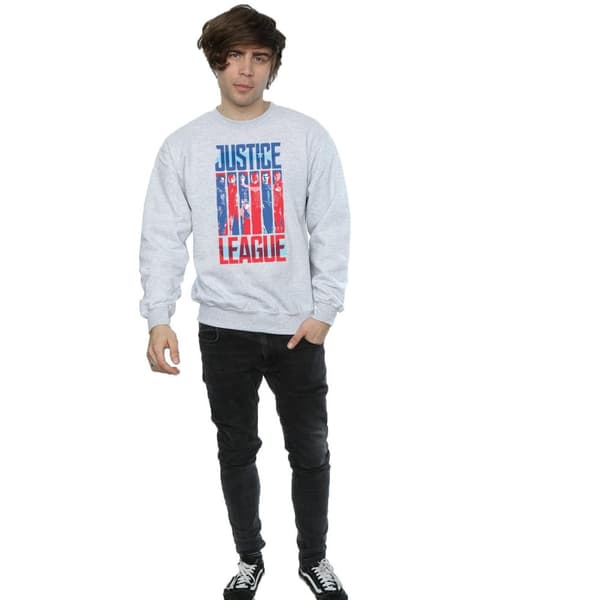 DC Comics Mens Justice League Movie Team Flag Sweatshirt