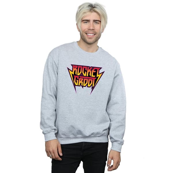 Marvel Mens Guardians Of The Galaxy Vol. 2 Rocket And Groot Metal Logo Sweatshirt