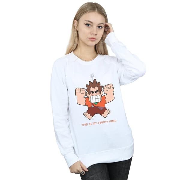 Disney Womens/Ladies Wreck It Ralph Happy Face Sweatshirt