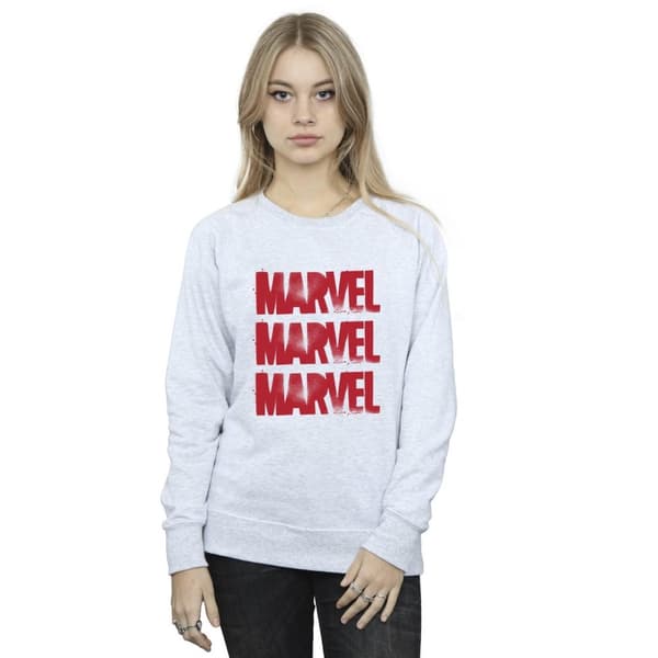 Marvel Womens/Ladies Red Spray Logos Sweatshirt