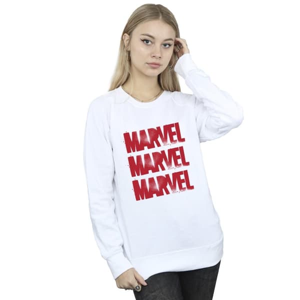 Marvel Womens/Ladies Red Spray Logos Sweatshirt