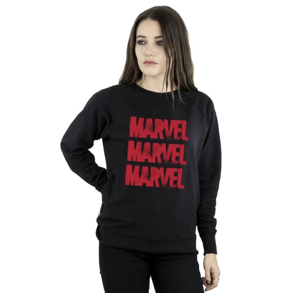 Marvel Womens/Ladies Red Spray Logos Sweatshirt