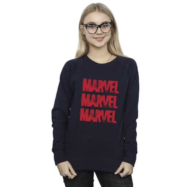 Marvel Womens/Ladies Red Spray Logos Sweatshirt