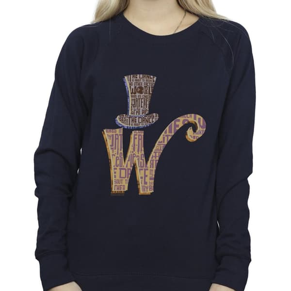 Willy Wonka Womens/Ladies W Logo Hat Sweatshirt