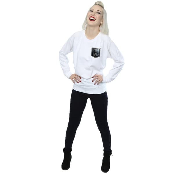 DC Comics Womens/Ladies Justice League Movie Shield Faux Pocket Sweatshirt