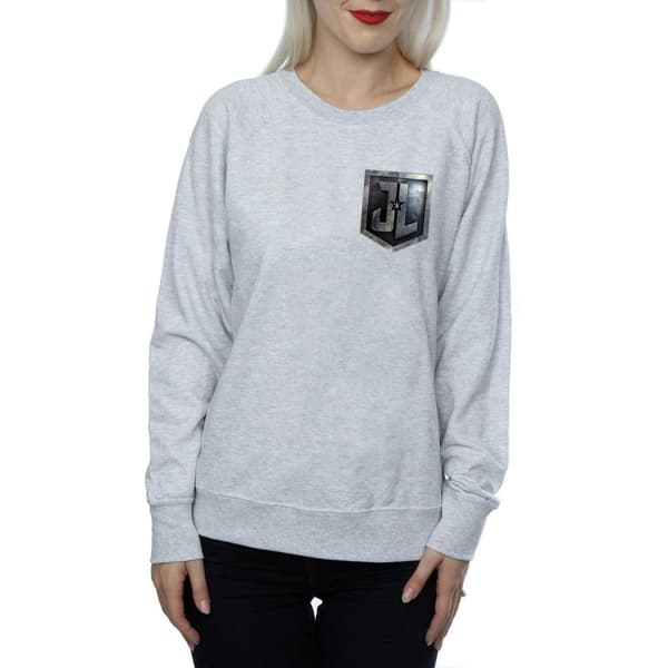 DC Comics Womens/Ladies Justice League Movie Shield Faux Pocket Sweatshirt
