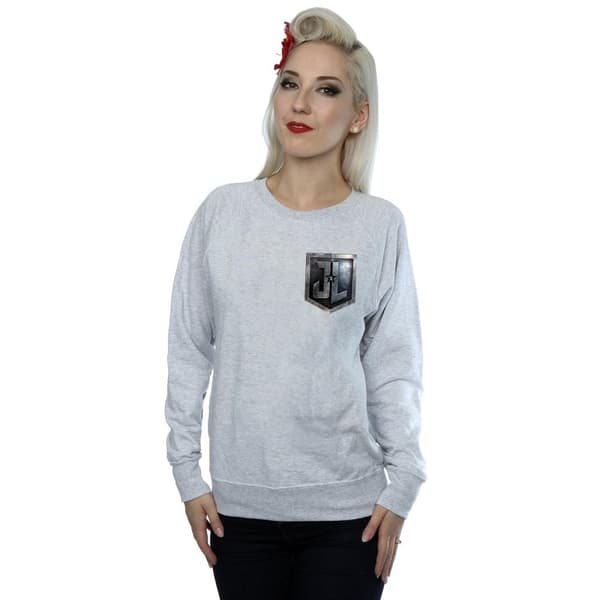 DC Comics Womens/Ladies Justice League Movie Shield Faux Pocket Sweatshirt