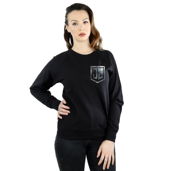 DC Comics Womens/Ladies Justice League Movie Shield Faux Pocket Sweatshirt