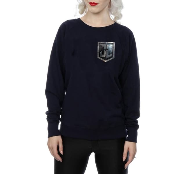 DC Comics Womens/Ladies Justice League Movie Shield Faux Pocket Sweatshirt