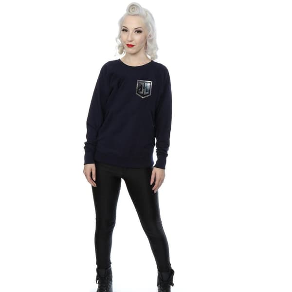 DC Comics Womens/Ladies Justice League Movie Shield Faux Pocket Sweatshirt