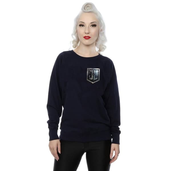 DC Comics Womens/Ladies Justice League Movie Shield Faux Pocket Sweatshirt